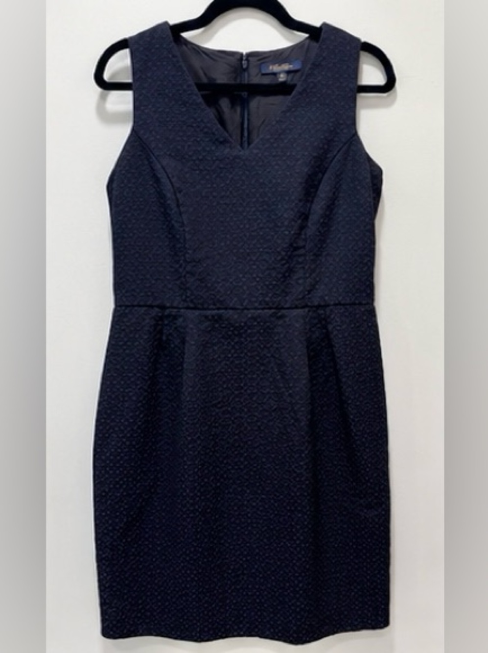 Brooks Brothers Navy & Black Textured Sheath Dress Size 10 Career Office Classic
